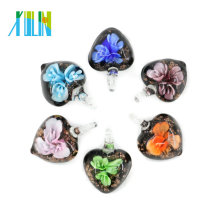 Hermosa colgante de cristal de Murano con incrustaciones de flores multicolores 12pcs / box, MC0108